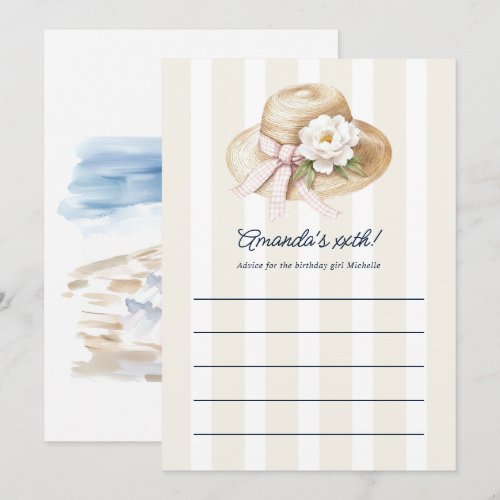 Chic Beach Club Summer Birthday Party Advice Card