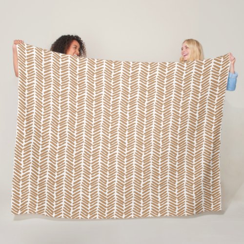 Chic Beach Sand Beige Brown White Abstract Chevron Fleece Blanket