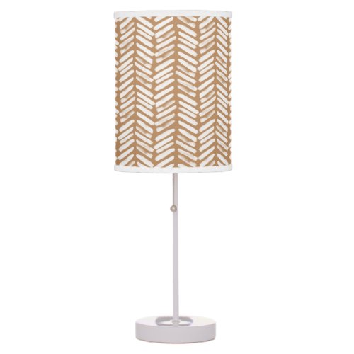 Chic Beach Sand Beige Brown White Abstract Chevron Table Lamp