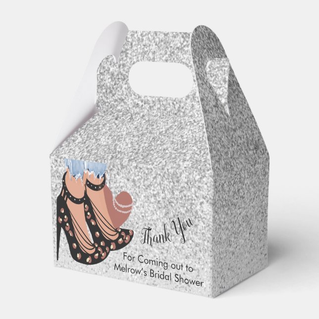 Chic Beauty Fashion Glitter Bridal Shower Favor Boxes (Front Side)