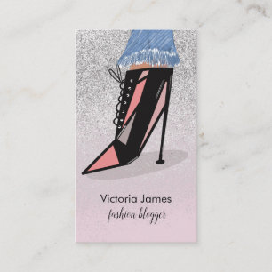 Chic Beauty Fashionista Blogger Glitter Heels  Business Card