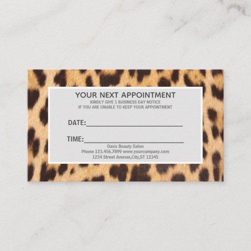 chic beauty hair salon SPA leopard appointment Business Card