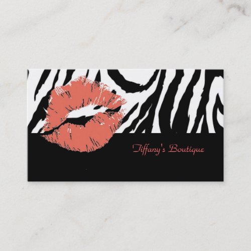 Chic Beauty Salon Zebra Print Lips Makeup Artist Business Card