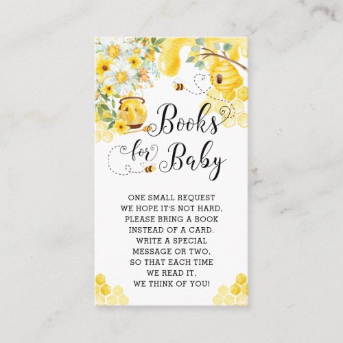 Chic Bees Yellow Floral Baby Shower Books for Baby Enclosure Card