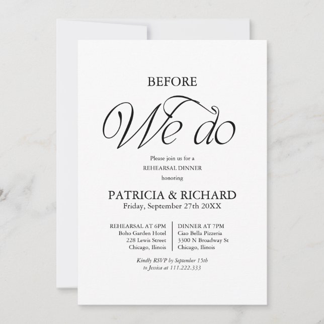 Chic Before We Do Wedding Rehearsal Dinner Invitation (Front)