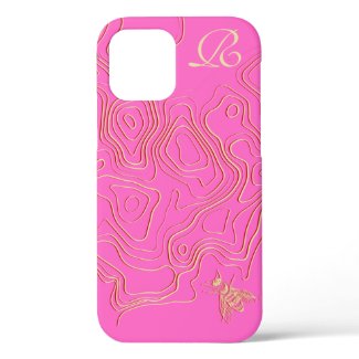 Chic Beige Bee Monogram Case-Mate iPhone Case