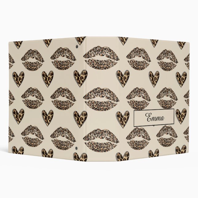 Chic Beige & Black Cheetah Print 3 Ring Binder (Background)