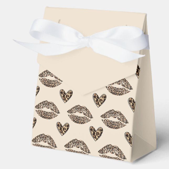Chic Beige & Black Cheetah Print Favor Boxes (Front)
