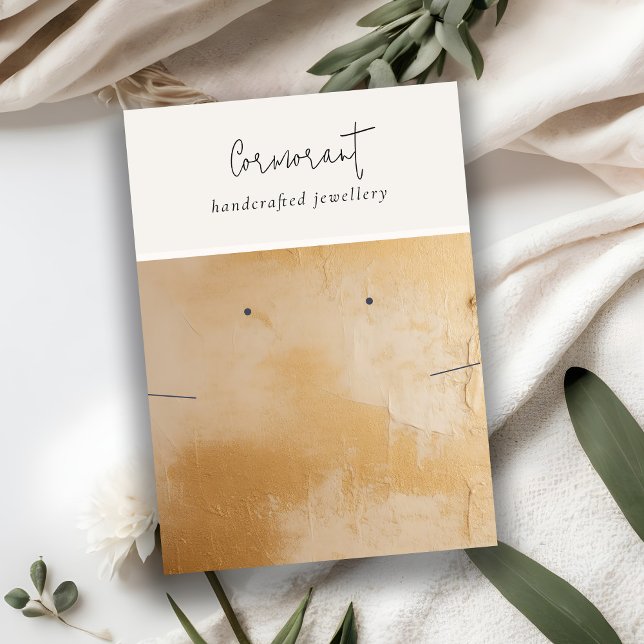 Chic Beige Gold Oil Paint Texture Earring Necklace Business Card (Creator Uploaded)
