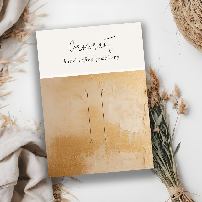 Chic Beige Gold Oil Paint Texture Hairpin Display Business Card (Creator Uploaded)