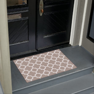 Chic Beige Gray Retro Cute Trellis Pattern Doormat