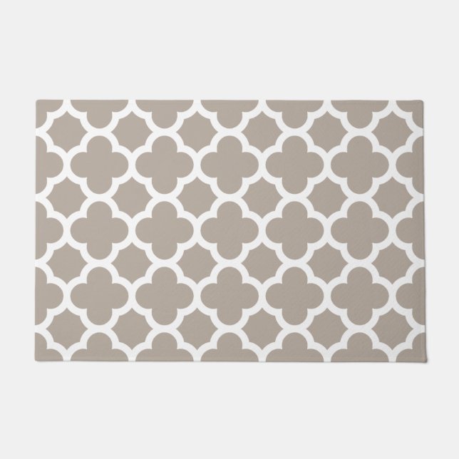 Chic Beige Gray Retro Cute Trellis Pattern Doormat (Front)