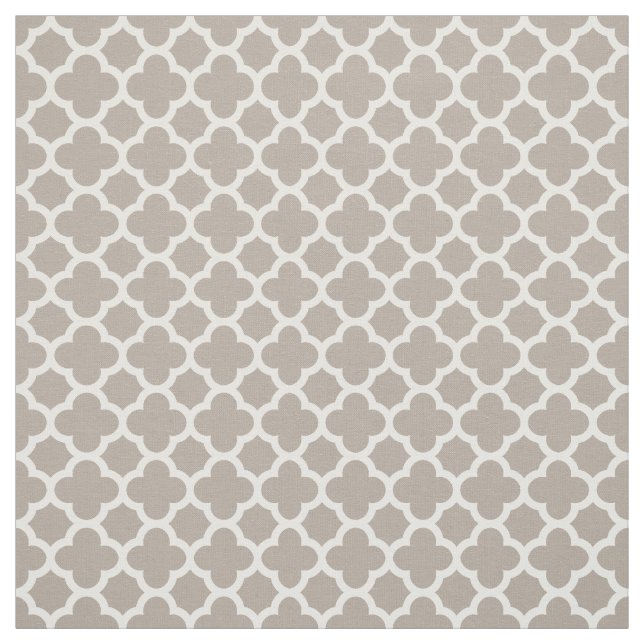 Chic Beige Gray Retro Cute Trellis Pattern Fabric (Swatch)