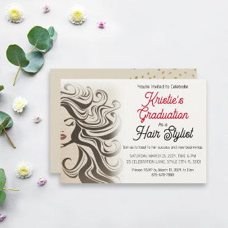 Chic Beige Hair Stylist Graduation Party Retro 
