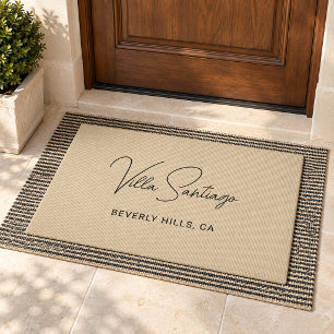 Chic Beige Home Residence Name and Location Doormat