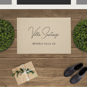 Chic Beige Home Residence Name and Location Doormat