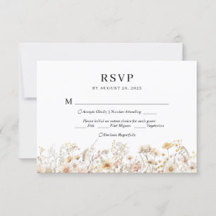Chic Beige Meadow Wildflower Menu Choice Wedding