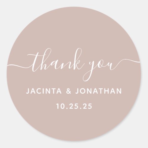 Chic Beige Pink Wedding Thank you Sticker