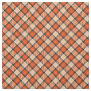 Chic Beige Pumpkin Orange Black Plaid Pattern Fabric