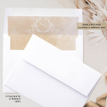 Chic Beige Watercolor, White Monogram Wedding Envelope Liner<br><div class="desc">Beautiful add-on envelope liner with gorgeous beige cream watercolor wash background and white botanical hand drawn monogram with couples initials. Initials in modern block typography. Available in several sizes, please make sure to choose the right size for your envelope size. Option to erase monogram by selecting customize further and accessing...</div>