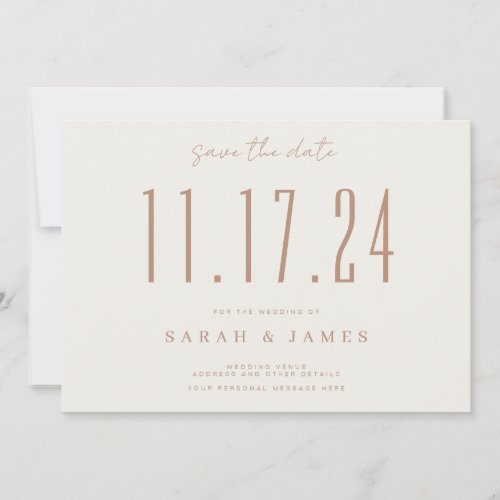 Chic Beige Wedding Date Non_Photo Save The Date