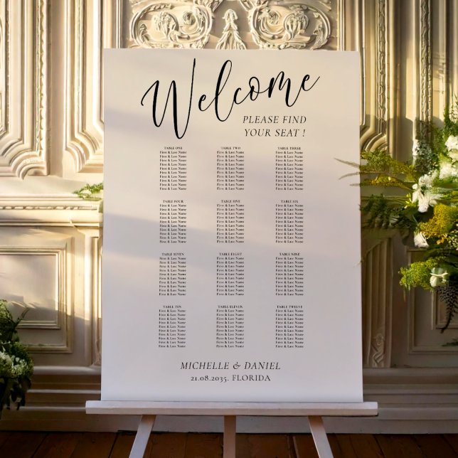 Chic Beige Wedding Welcome Seating Chart Foam Board (Creator Uploaded)