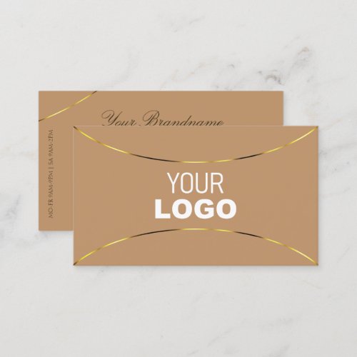Chic Beige with Gold Decor and Logo Stylish Simply Business Card