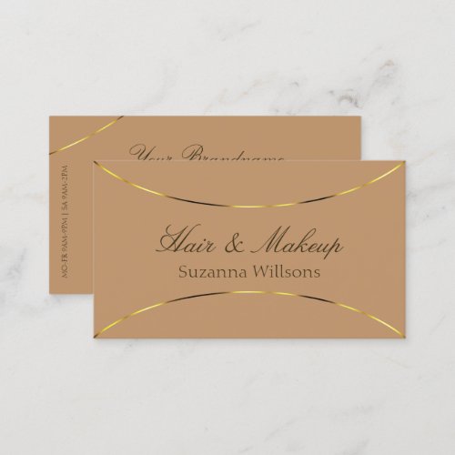 Chic Beige with Shimmery Gold Decor Stylish Simple Business Card