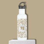 Chic Beige Zebra Print Monogram Stainless Steel Water Bottle<br><div class="desc">A stylish white water bottle features a beige and white zebra animal print accented with your initial monogram. Create for yourself or give as a gift.</div>