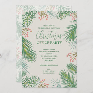 Chic Berries and Pines Christmas Party Invitations