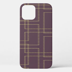 Chic Berry Mauve & Gold Geometric Glam iPhone 12 Case