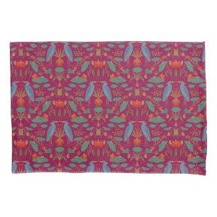 Chic berry pink Blue Heron Pond Heritage Revival Pillow Case