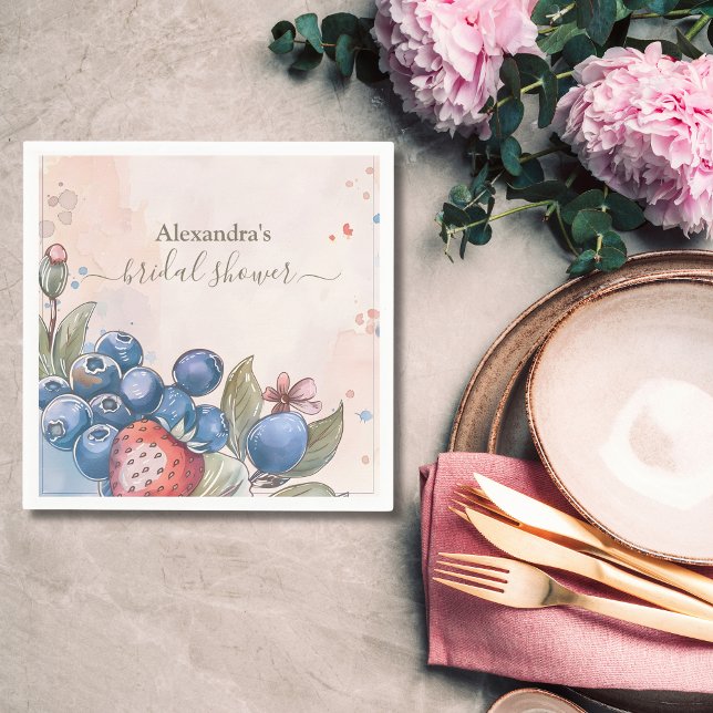 Chic Berry Sweet Strawberry Bridal Shower  Napkins (Creator Uploaded)