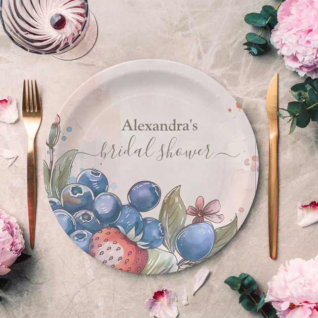 Chic Berry Sweet Strawberry Bridal Shower  Paper Plates (Creator Uploaded)
