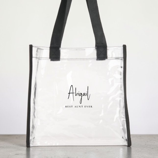 Chic Best Aunt Ever Script Monogram Clear Tote Bag (Chic Best Aunt Ever Script Monogram Clear Tote Bag)
