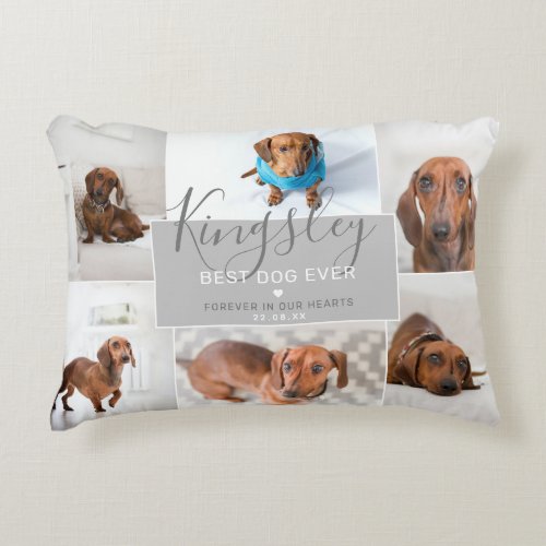 Chic Best Dog Ever  Photo Collage Pet Loss Accent Pillow