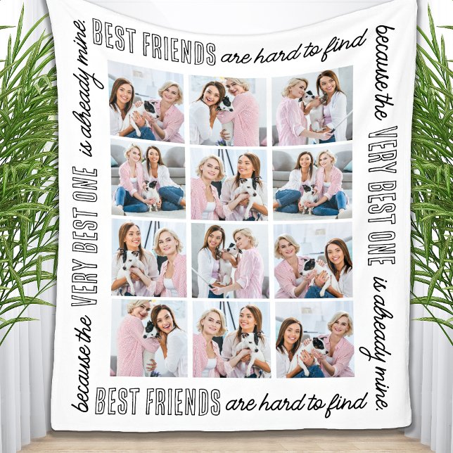 Chic Best Friends Customized 12 Photo Collage Fleece Blanket (Creator Uploaded)