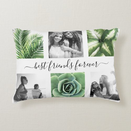 Chic best friends forever 6 photo collage accent pillow