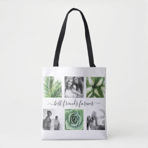 Chic best friends forever 6 photo collage tote bag