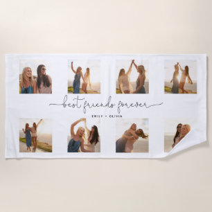Chic Best Friends Forever Quote 8 Photo Collage Beach Towel