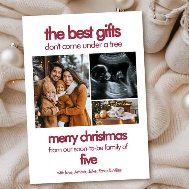 Pregnancy christmas card - Pink Dramatic personalized gifts for you Chic best gifts sibling christmas pregnancy reveal holiday card