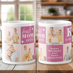Chic Best MOM Ever Custom Pink 7 Photo Collage Coffee Mug
