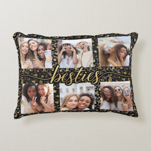 Chic Besties BFF Best Friends Photo Collage Accent Pillow