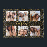 Chic Besties BFF Best Friends Photo Collage Acrylic Print<br><div class="desc">Cute modern chic best friends photo collage with black and gold leopard glitter background features 6 photos. Perfect birthday or Christmas gift for your bestie!</div>