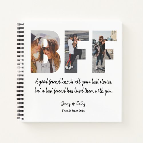 Chic BFF Best Friend Photo Collage Forever Quote Notebook