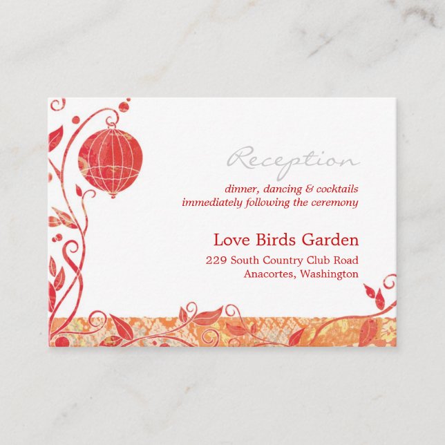 Chic Bird Cage Wedding Reception Enclosure Card (Front)