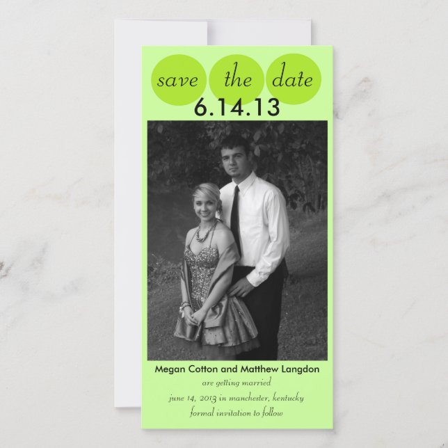 Chic Bird Silhouette & Dots Save the Date in Lime (Front)