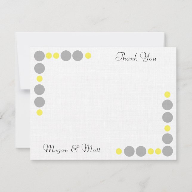 Chic Bird Silhouette & Dots Thank You Card-Yellow (Front)