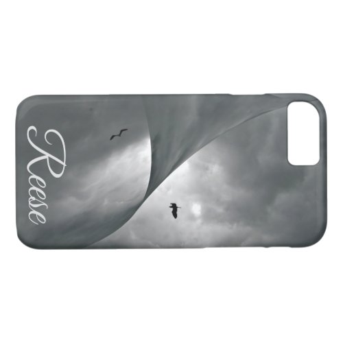 Chic Birds Soar In Black Gray Clouds In Sunlight iPhone 87 Case