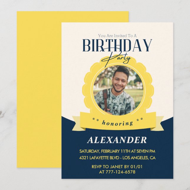 Chic birthday 34th birthday invitation Modern (Front/Back)